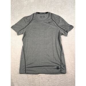Nike Pro T Shirt Men's Size L Gray Short Sleeve Combat Pro Dri Fit Performance